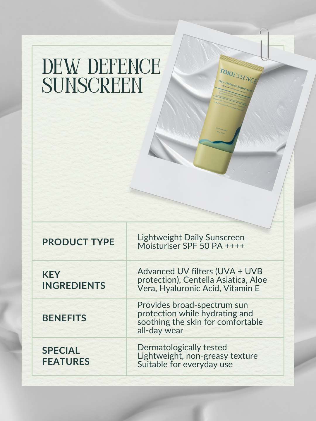 Toki Essence Dew Defence Sunscreen